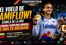 Camila de La Hoz campeona mundial BMX Brisbane 2026 Camila de La Hoz campeona mundial BMX. La bicicrosista colombiana Camila de La Hoz celebrando su título mundial de BMX en Brisbane, Australia.