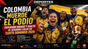 Delegación de deportistas colombianos destacando en los Juegos Centroamericanos y del Caribe Santo Domingo 2026.