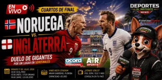 En vivo Noruega vs Inglaterra: Cuartos de Final Mundial 2026 En vivo Noruega vs Inglaterra Mundial 2026. Erling Haaland y Harry Kane enfrentándose en el Mundial 2026 durante los cuartos de final.