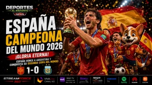 España es campeón del Mundial 2026. Jugadores de la Selección Española celebrando la conquista de la Copa del Mundo 2026 en el MetLife Stadium.