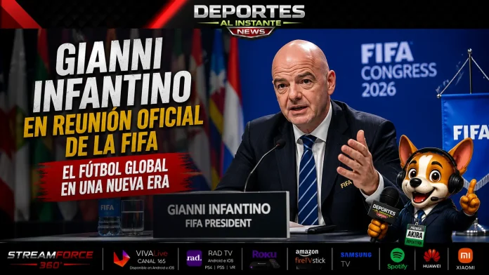 El presidente de la FIFA, Gianni Infantino, durante un congreso internacional del organismo rector del fútbol.