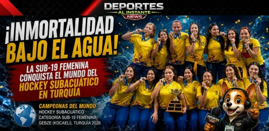 campeona mundial de hockey subacuático. Integrantes de la Selección Colombia Femenina Sub-19 celebrando el título mundial de hockey subacuático en Turquía.