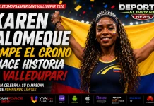 Récord mundial: Karen Palomeque brilla en Valledupar 2026 Karen Palomeque tras batir el récord mundial de los 400 metros T38 en el certamen de paraatletismo en Valledupar.