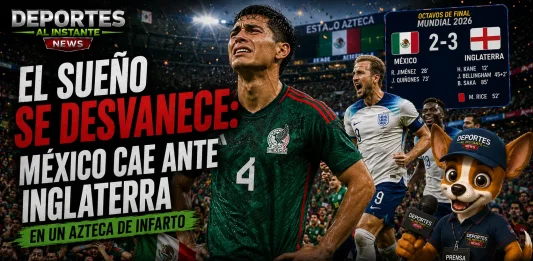 Jugadores de México e Inglaterra en el Estadio Azteca durante los octavos de final.