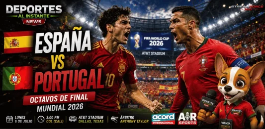 Enfrentamiento entre Portugal y España en los Octavos de Final del Mundial 2026 en el AT&T Stadium.