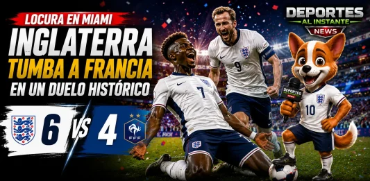 Inglaterra vence a Francia. Bukayo Saka celebra uno de sus goles en el 6-4 contra Francia en el Hard Rock Stadium de Miami.