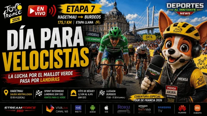 Pelotón del Tour de Francia 2026 rodando hacia Burdeos en una jornada de alta velocidad.