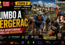 En vivo. Etapa 8 Tour de Francia 2026: Análisis y previa Périgueux – Bergerac Ciclistas de Etapa 8 Tour de Francia 2026 disputando un sprint final en la etapa de Bergerac.